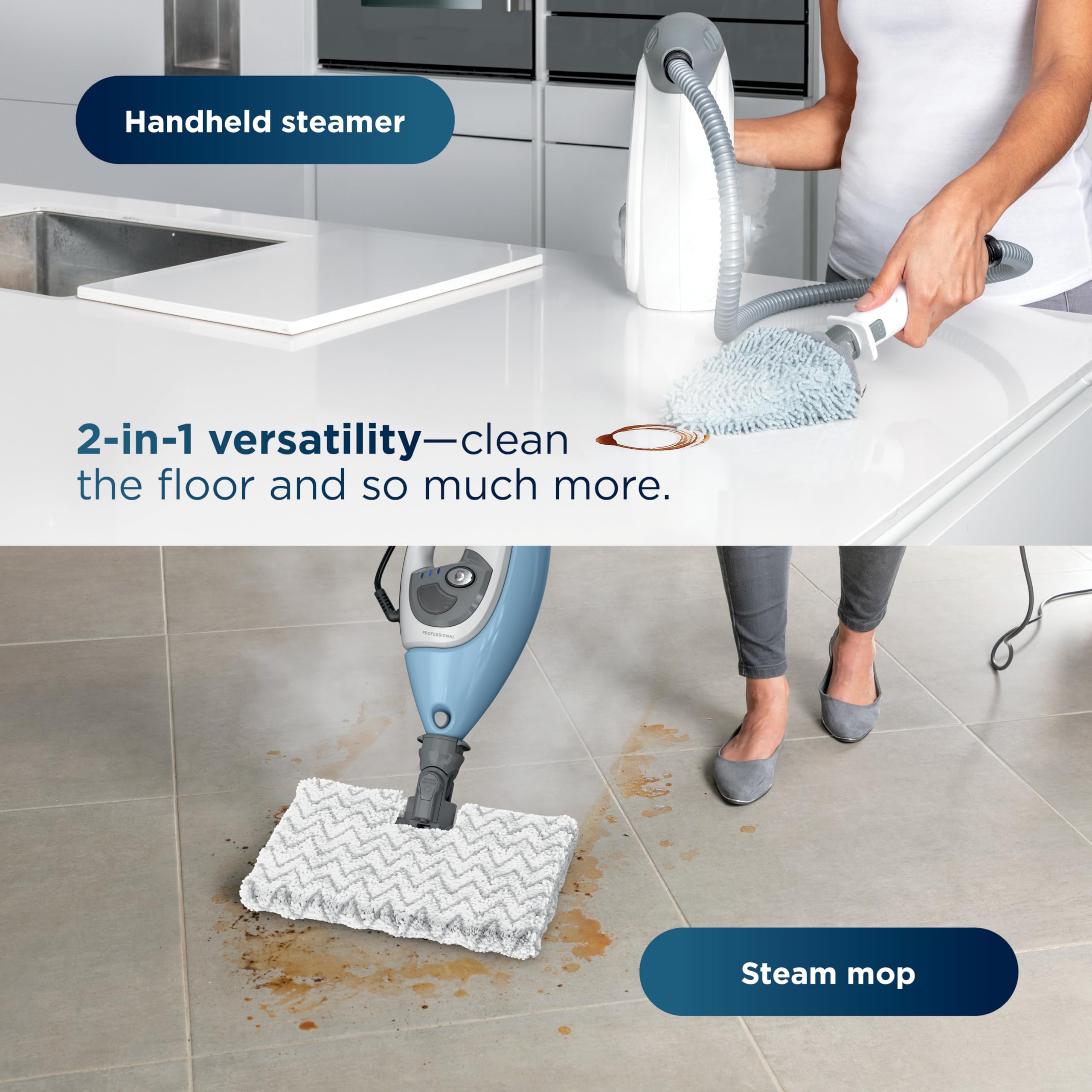 Shark S3972BRN detalle de la pad reversible para frotar y dusting eficaz