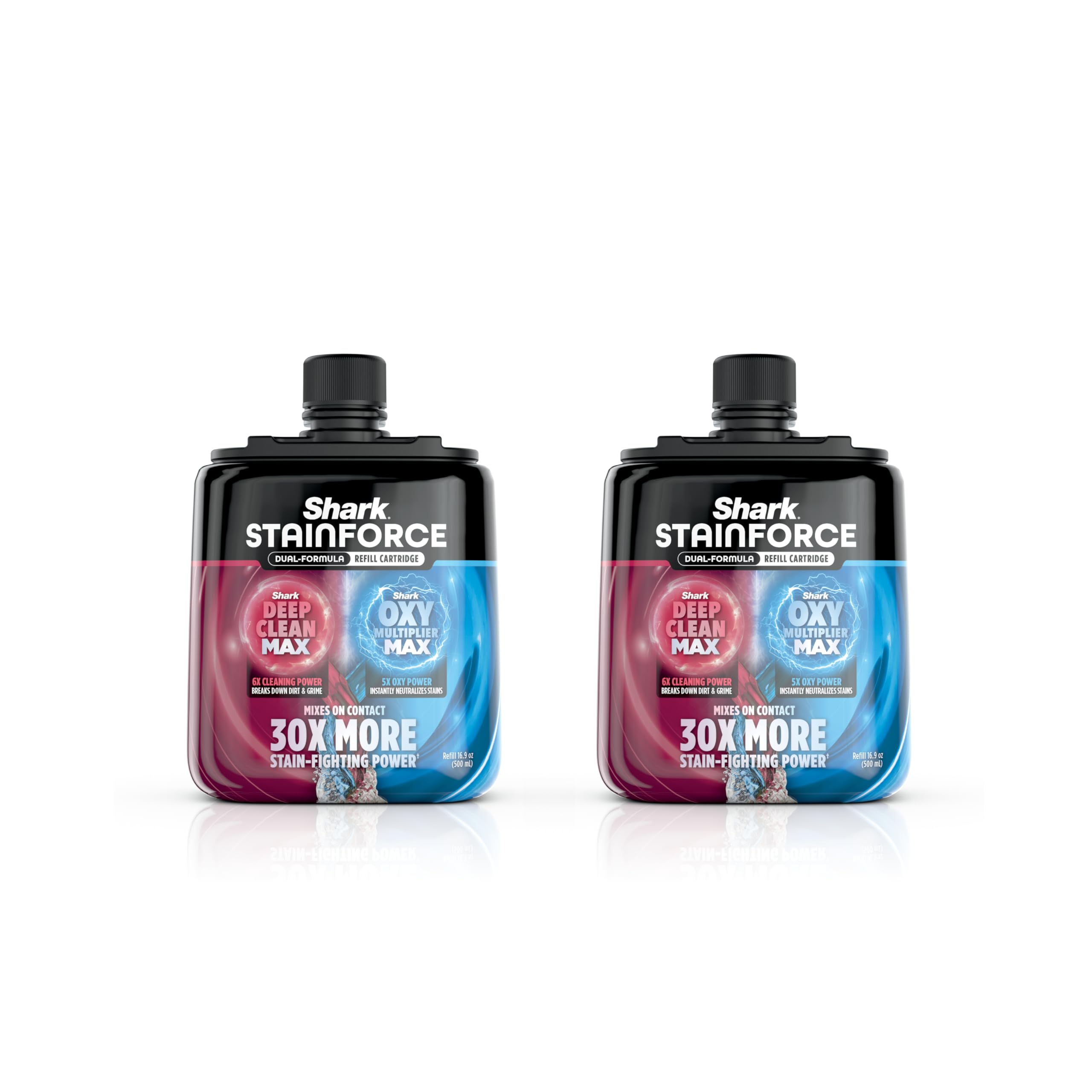 Shark front packaging showing two refill cartridges and branding benefit: ready supply