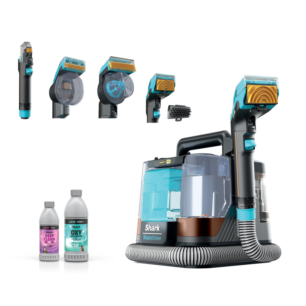 Shark StainStriker HairPro frontal mostrando diseño compacto y portabilidad