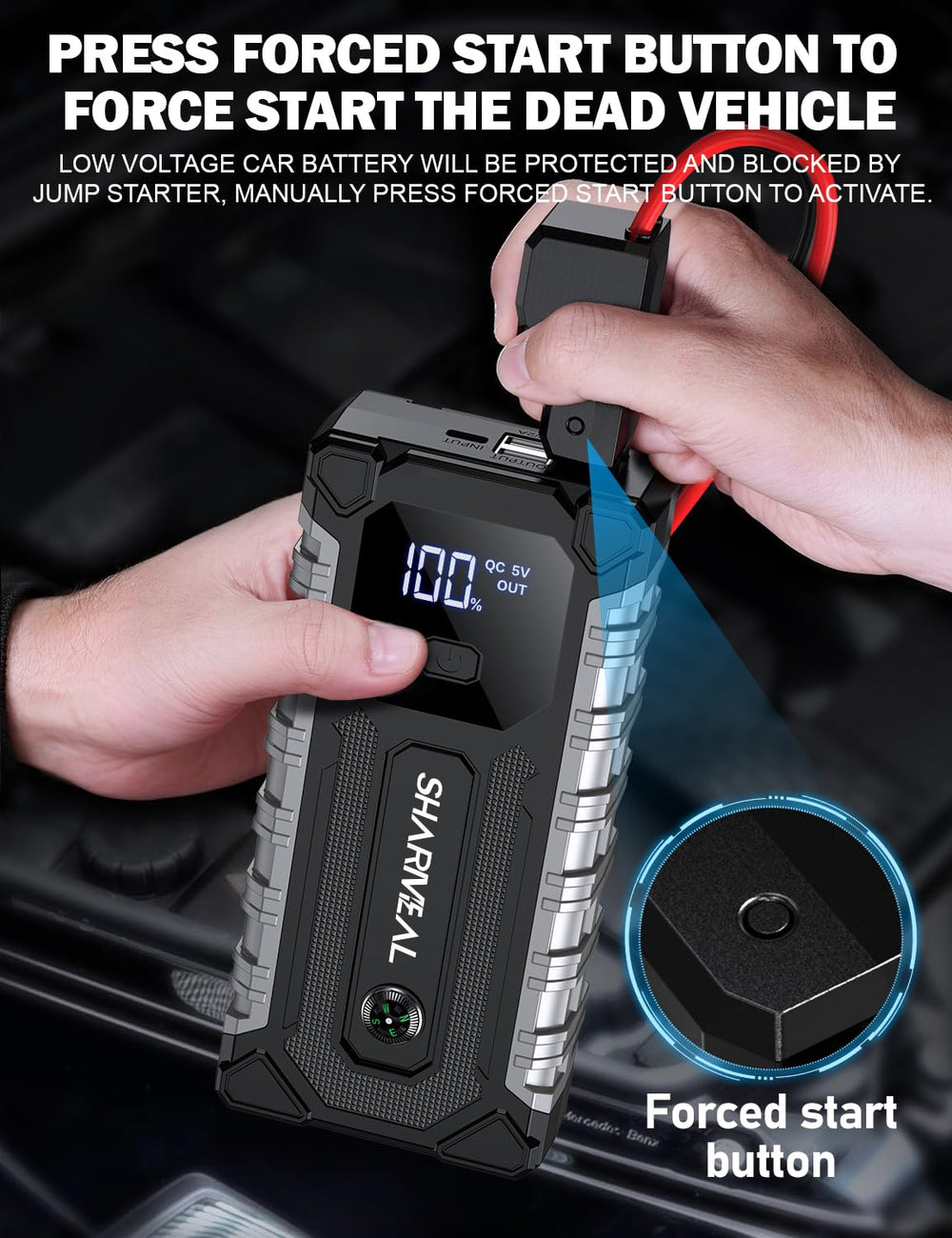 Sharmeal puerto USB y linterna LED triple función para emergencias