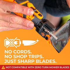 Sharp Pebble afiladora en uso sobre hoja montada para retoques rápidos