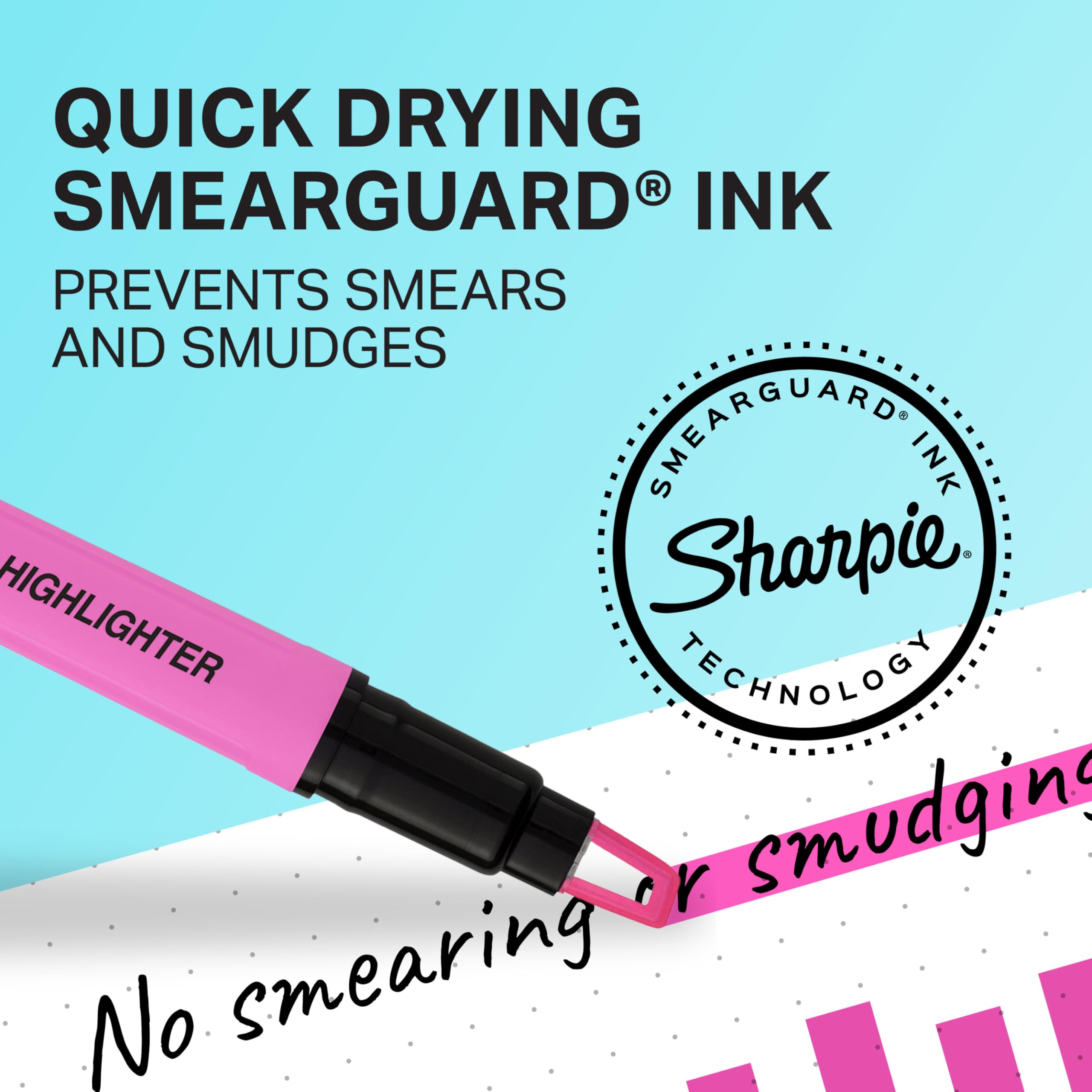 Sharpie tinta ultra-viva ilustrando intensidad y secado rápido