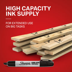 Sharpie comparado con mano para mostrar tamaño king size y agarre cómodo