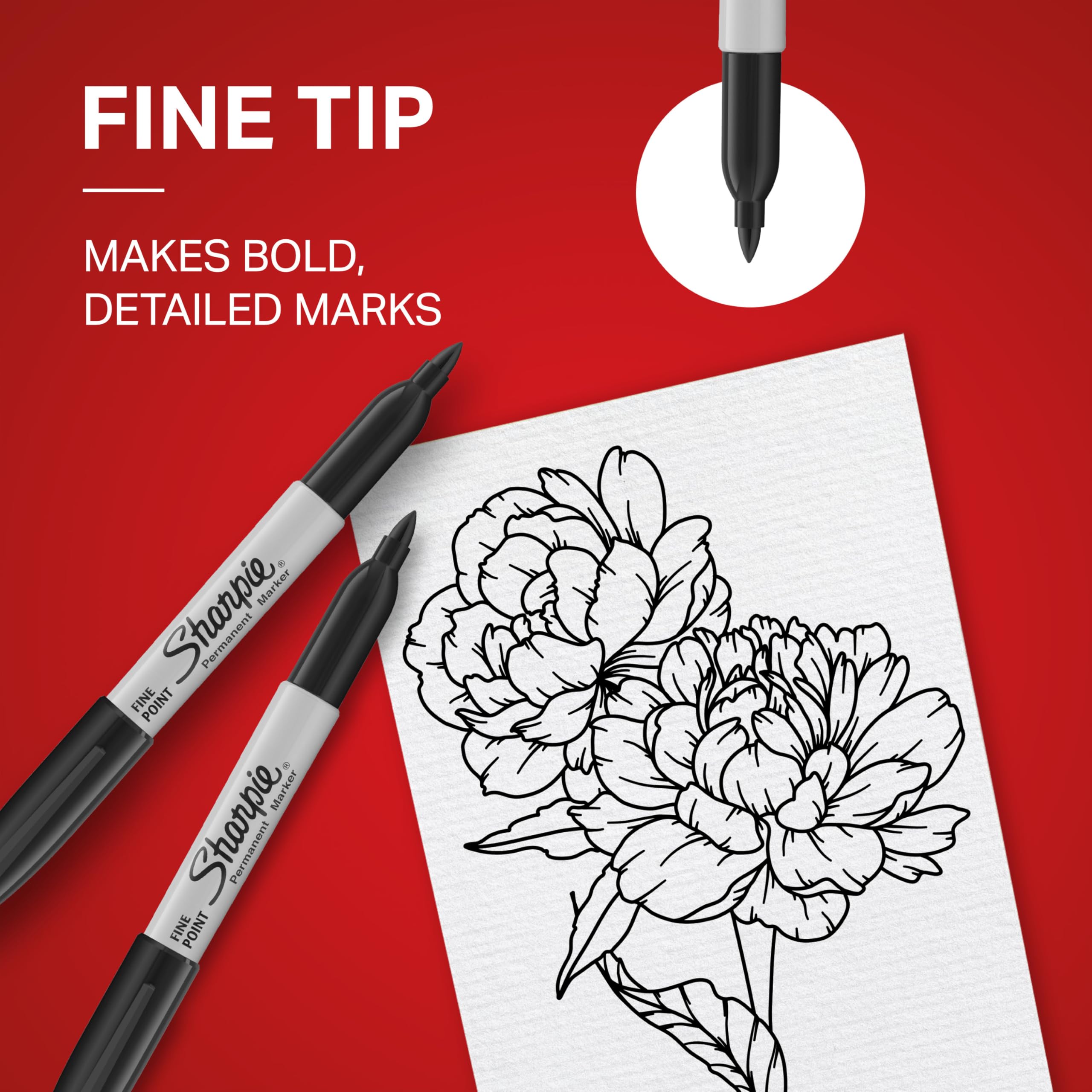 Sharpie cuerpo y tapa en primer plano resaltando agarre y diseño seguro