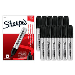 Sharpie paquete frontal 12 unidades mostrando marcadores robustos y alta capacidad