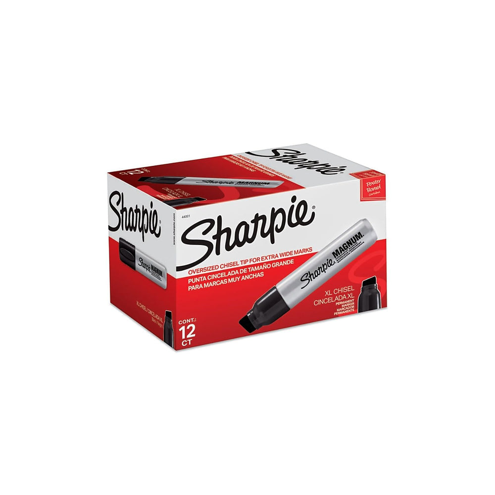 Sharpie frente del paquete de 12 negro mostrando el diseño y cantidad