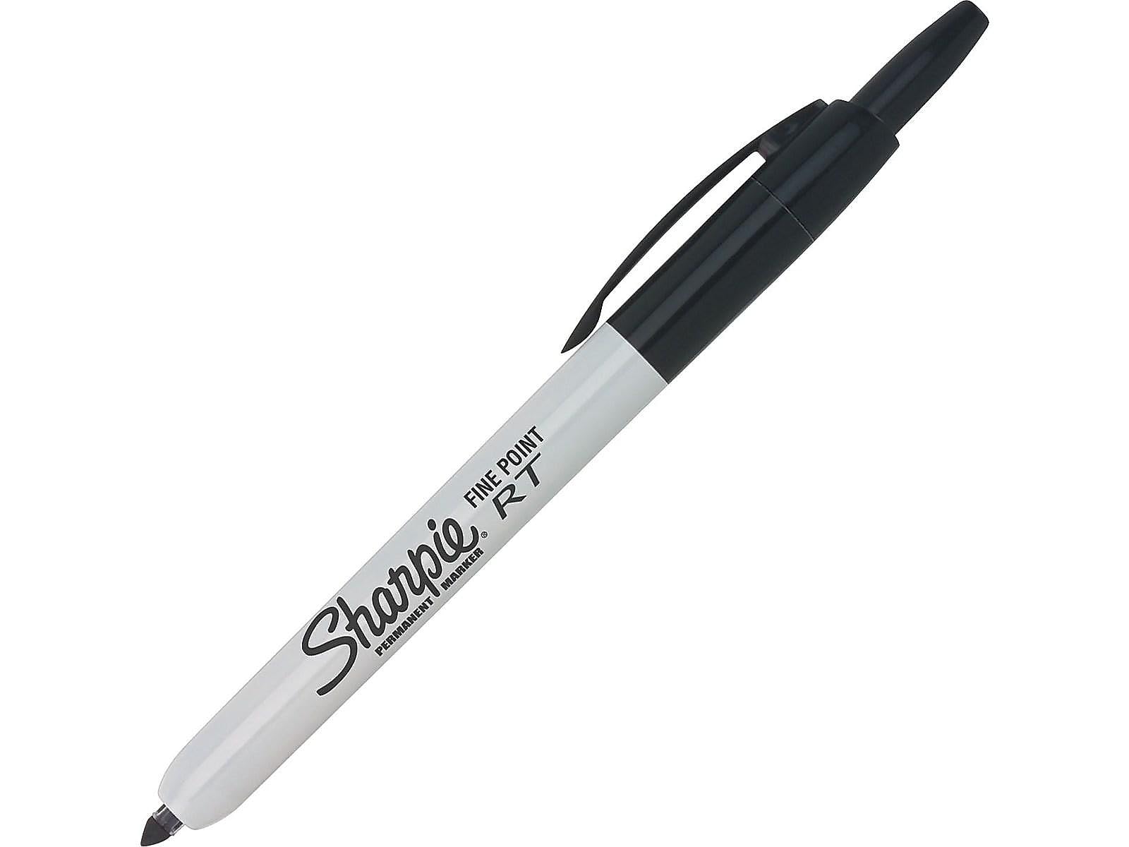 Sharpie trazo en papel demostrando tinta negra intensa y secado rápido