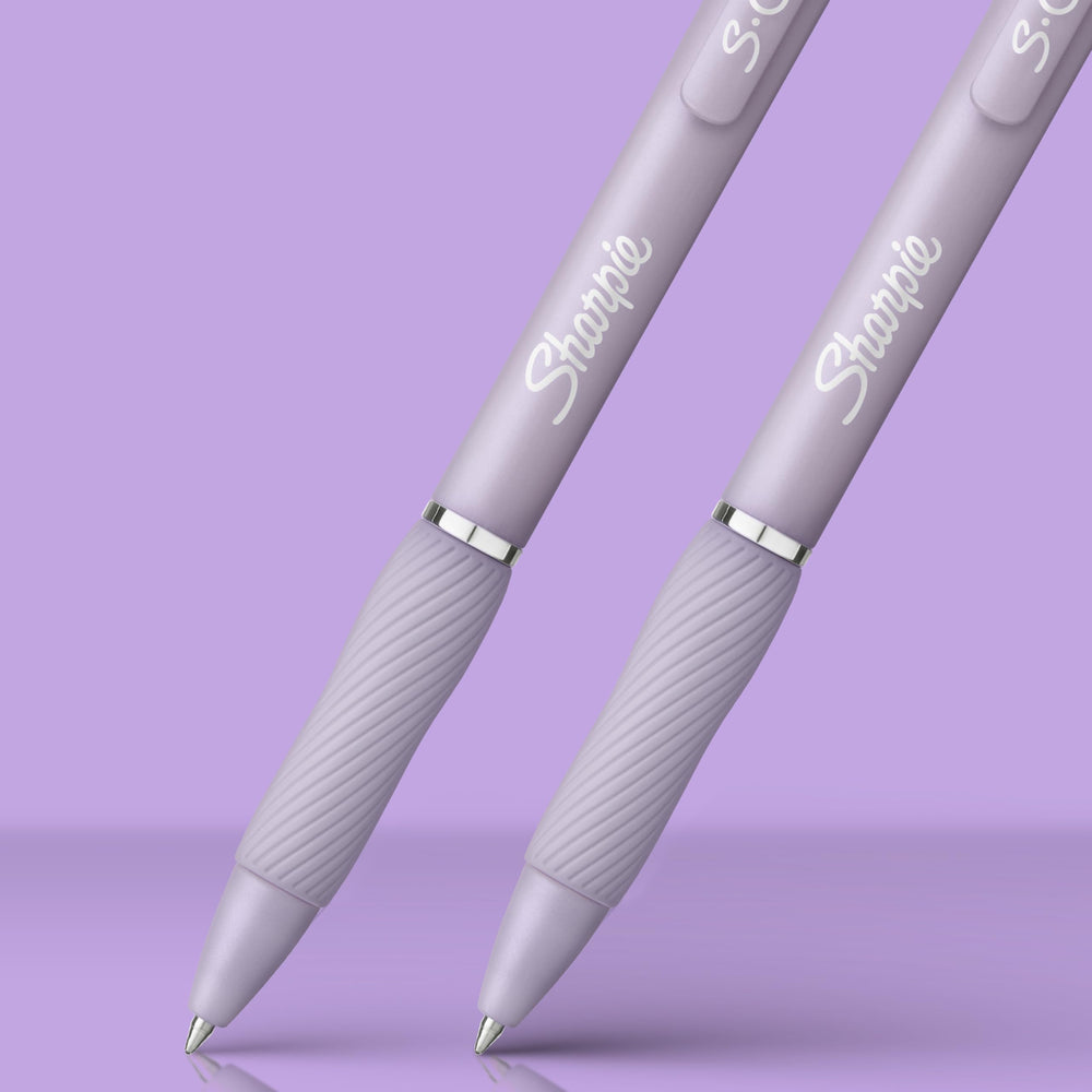 Sharpie S-Gel comparación tamaño con mano mostrando equilibrio y control