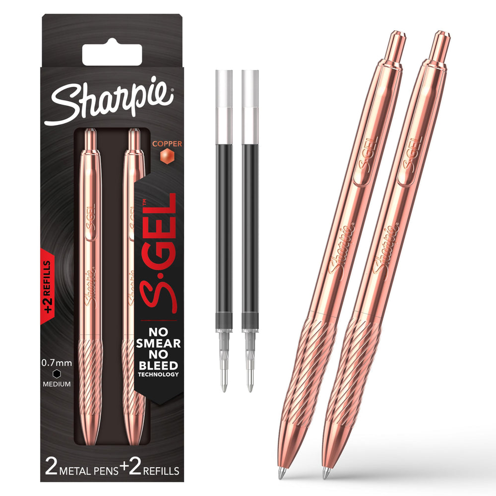 Sharpie S-Gel cuerpo cobre frontal, apariencia premium y balance