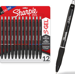 Sharpie S-Gel vista frontal del set y organización de colores, ofrece uniformidad