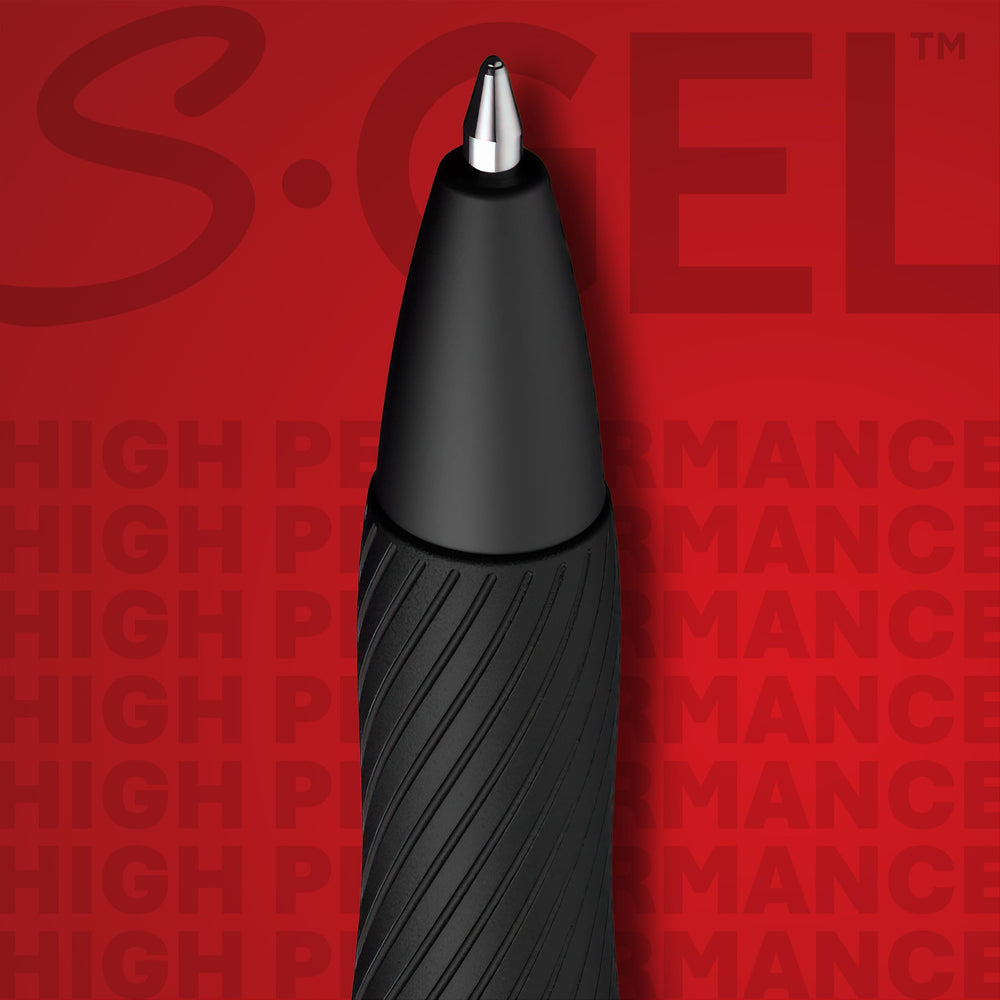 Paquete de recambios Sharpie S-Gel en mano para comparar tamaño y escala