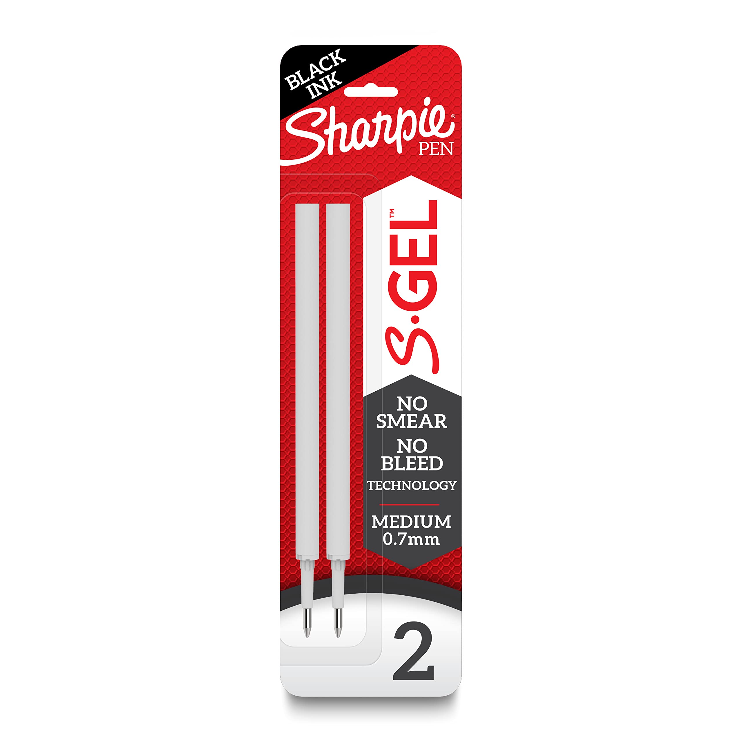 Sharpie S-Gel envase frontal mostrando recambios, durabilidad garantizada