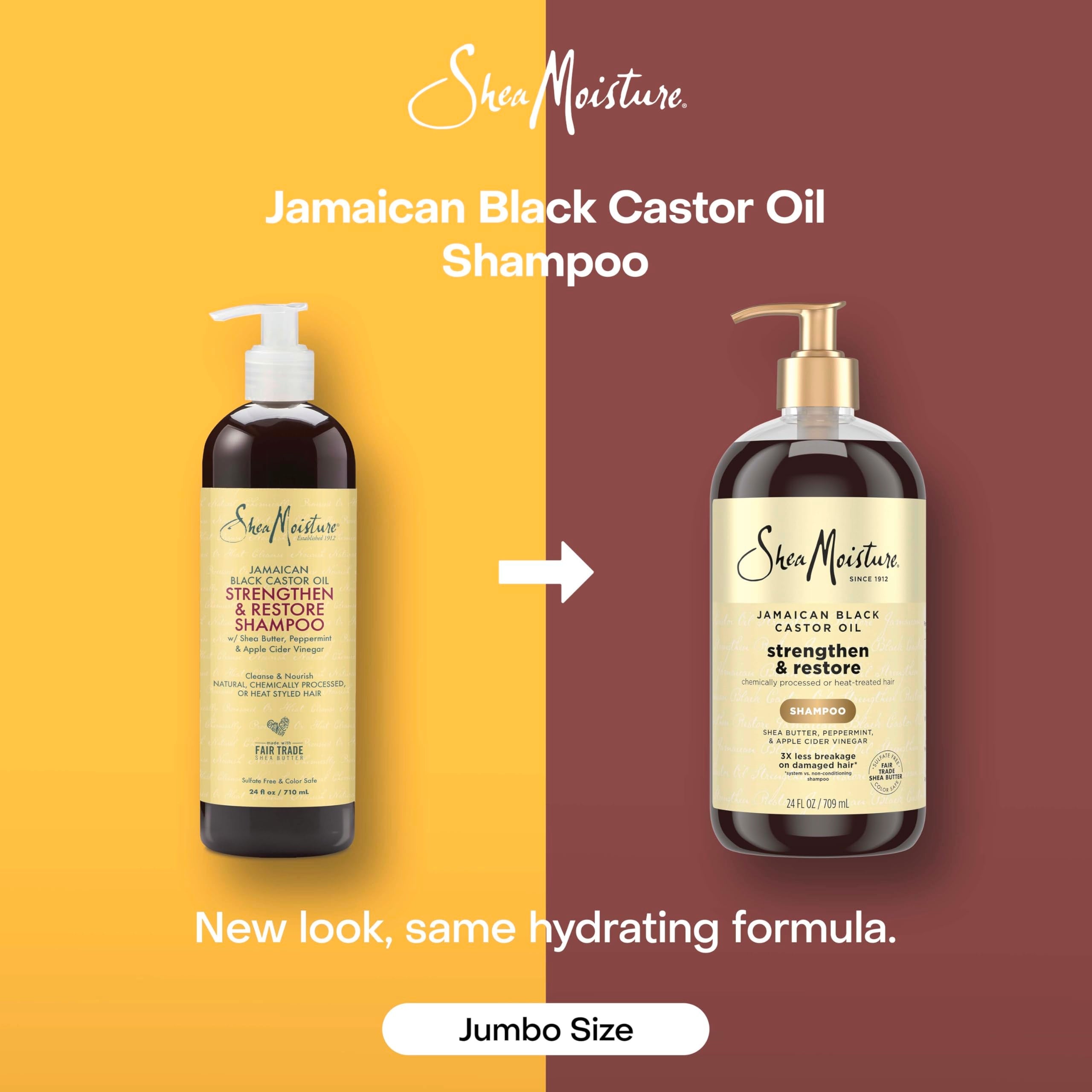 Shea Moisture etiqueta con ingredientes activos destacando fortalecimiento y naturalidad