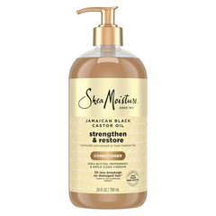 Shea Moisture bote frontal 24oz que muestra tamaño y etiquetado beneficioso