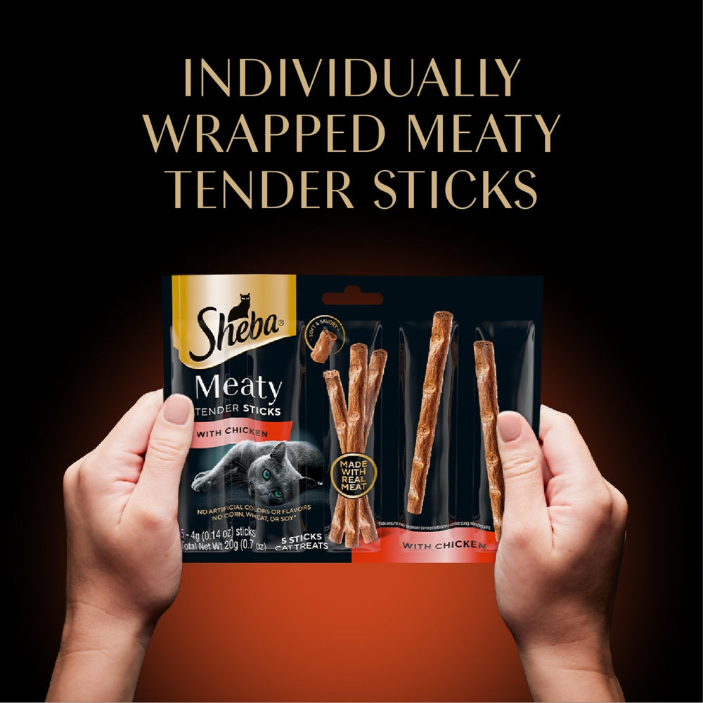 Sheba escena doméstica con palitos como snack diario práctico