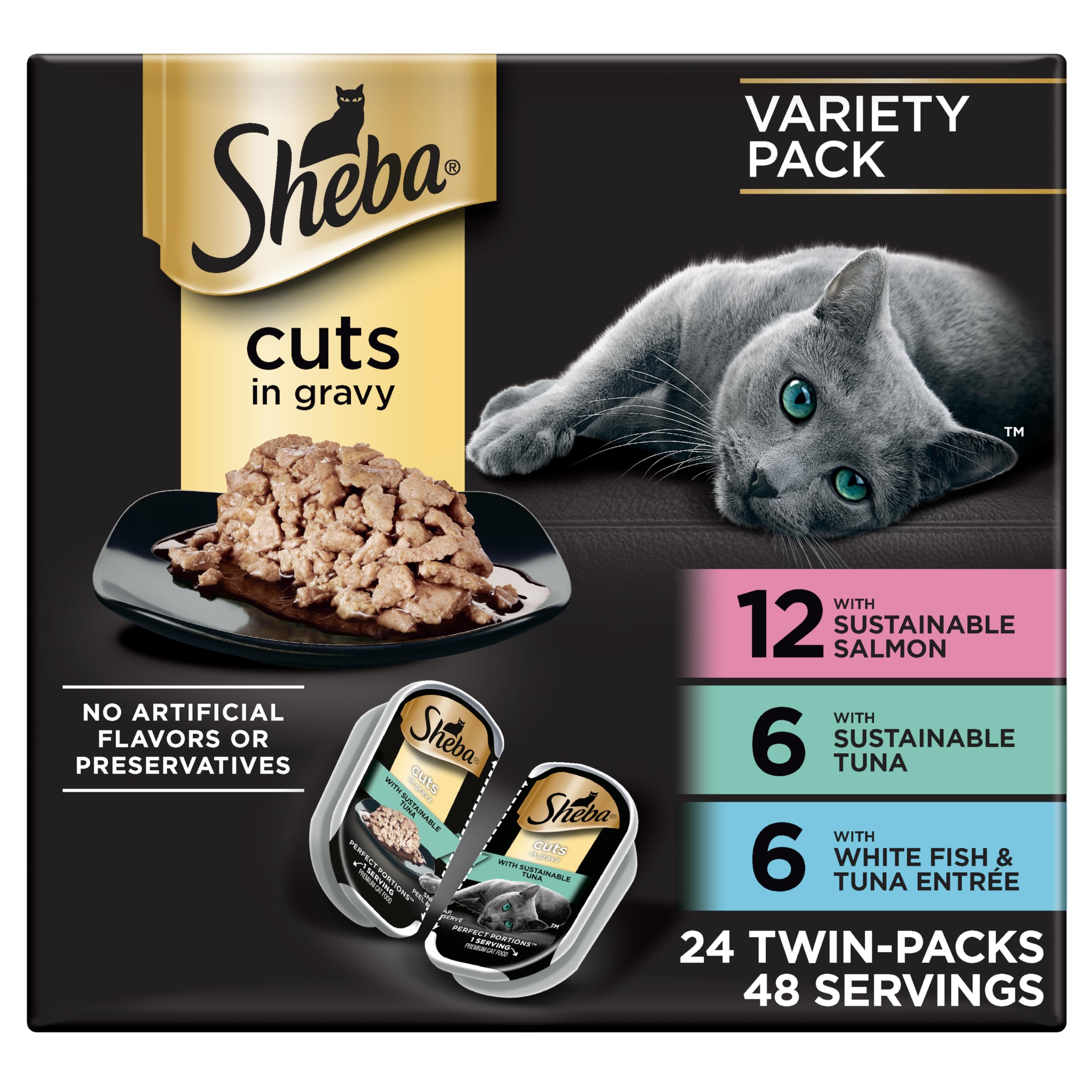 Sheba front packaging seafood multipack showing variety and convenience