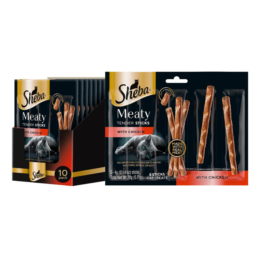 Sheba palito frontal del pack, muestra presentación y practicidad