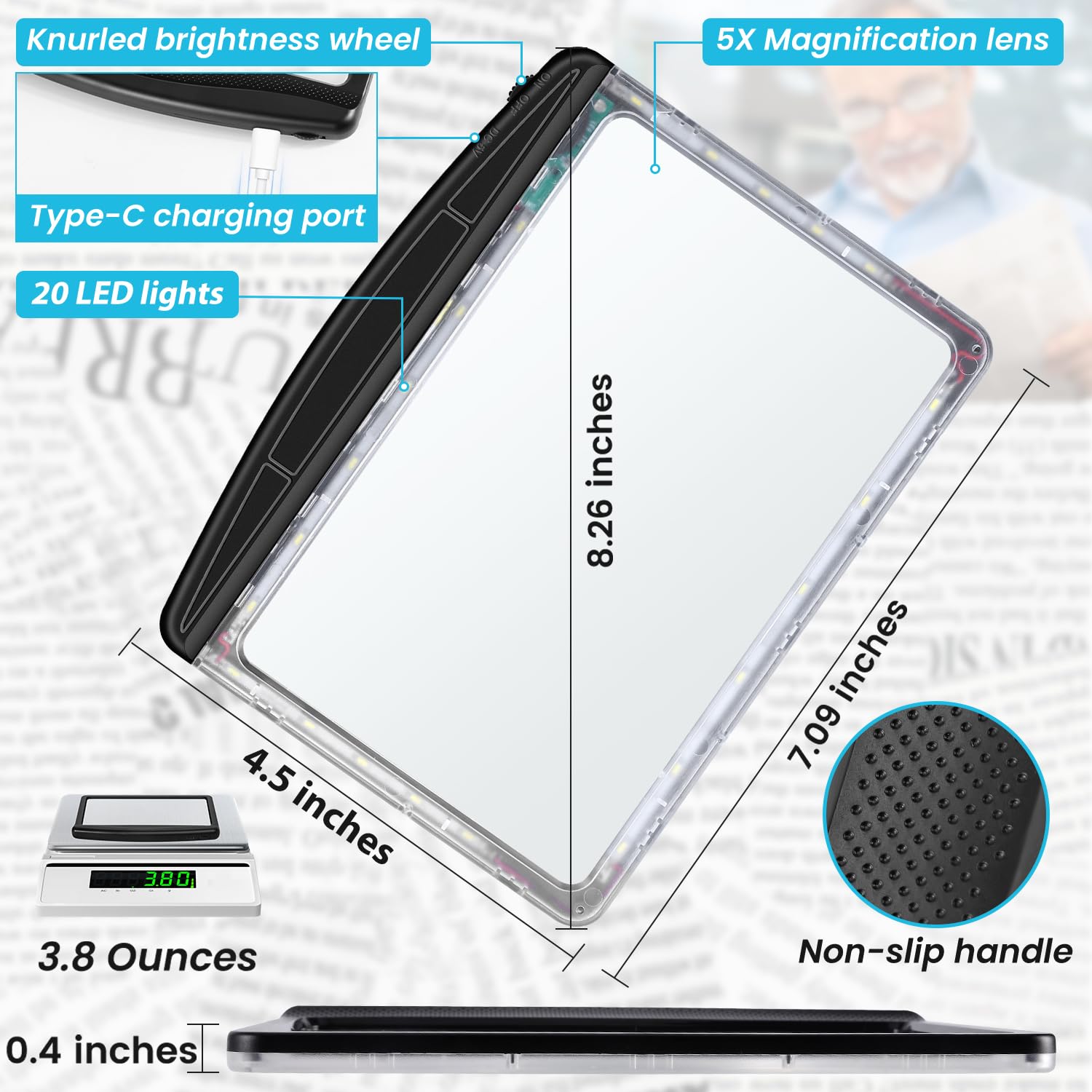 Shelepro funda y paño incluidos para transportar y proteger la lupa