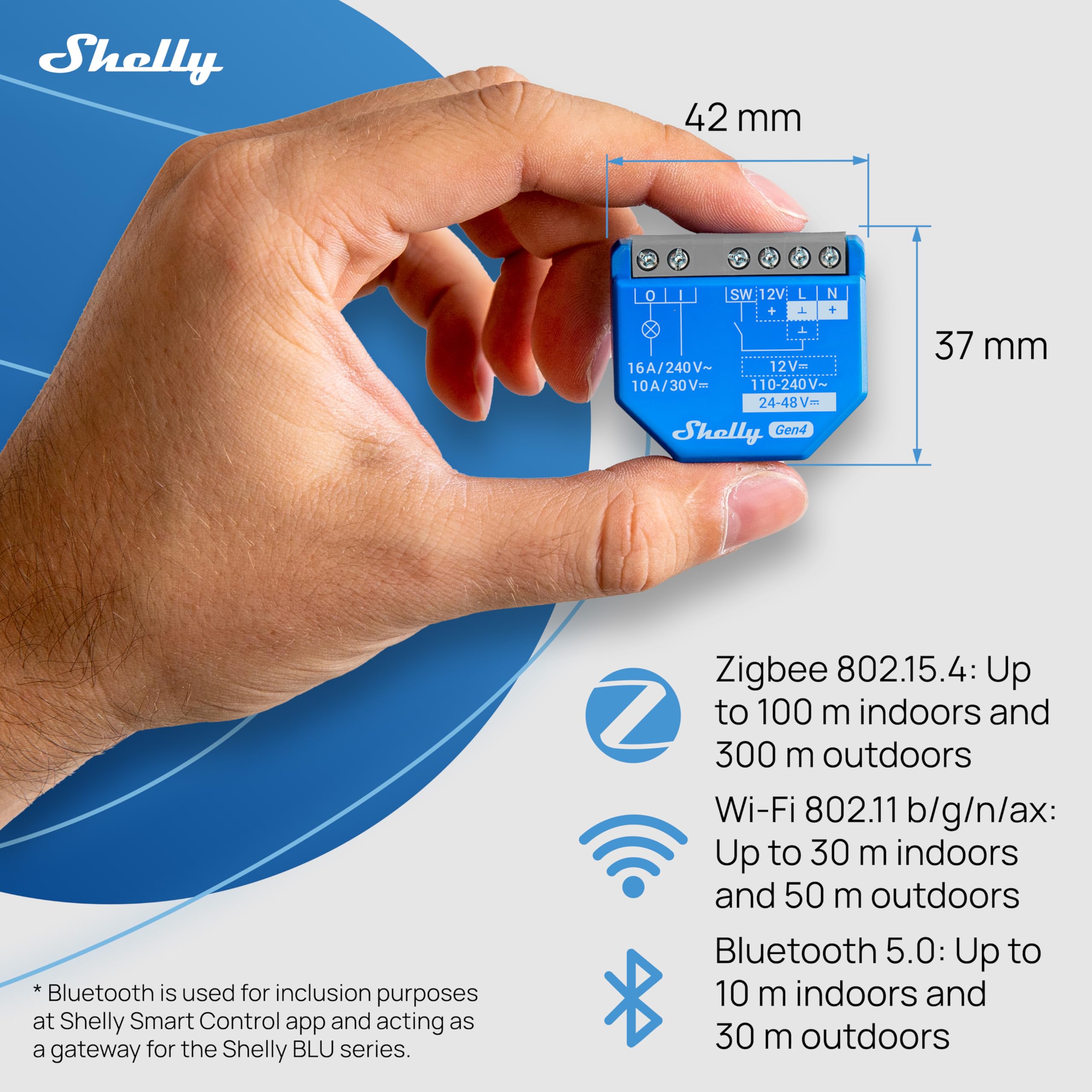 Shelly 1 Gen4 encajado en caja empotrada para ahorro de espacio en pared