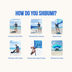 Shibumi Shade instalación rápida en la playa en menos de tres minutos
