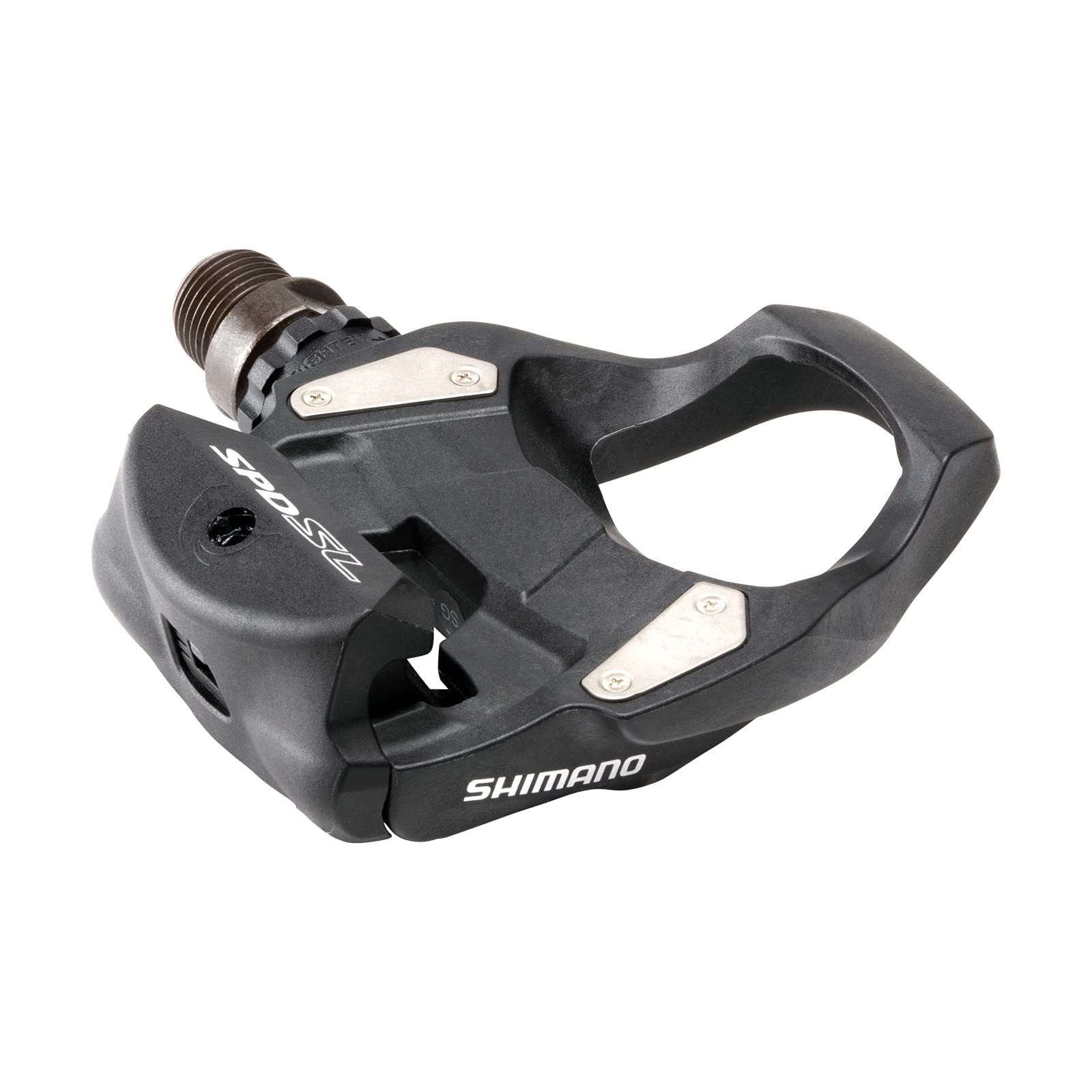 SHIMANO etiqueta y marca en el pedal que indica calidad y compatibilidad