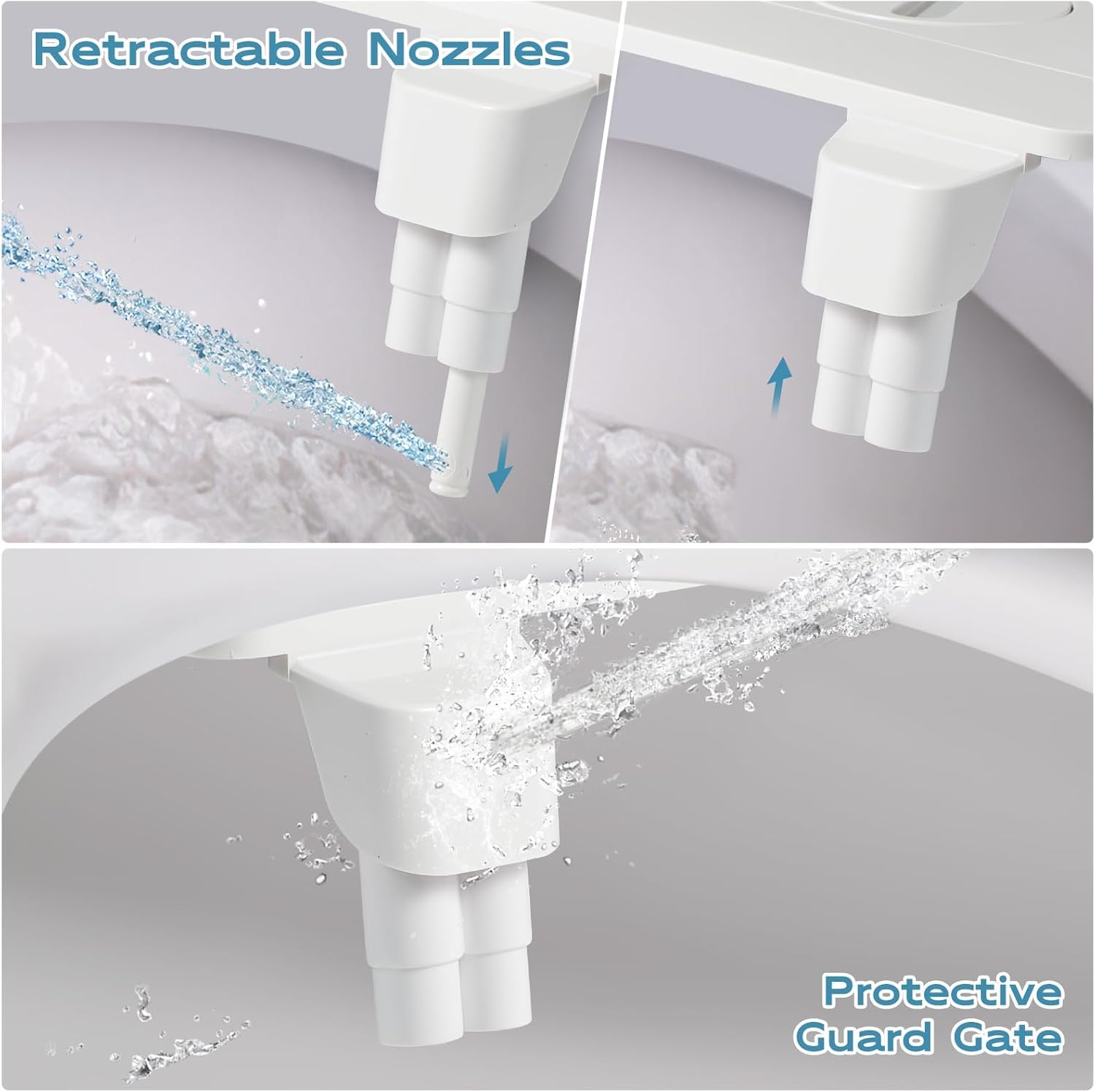 Shineforu dual-mode nozzle close-up demonstrating feminine and posterior spray options