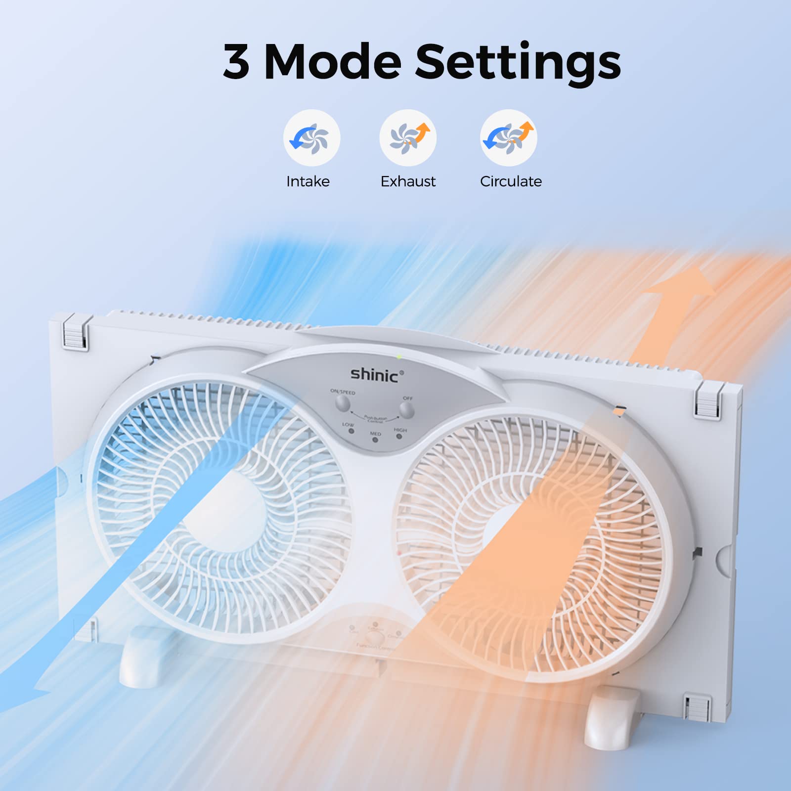 Ventilador shinic en uso en una ventana abierta beneficiando ventilación cruzada