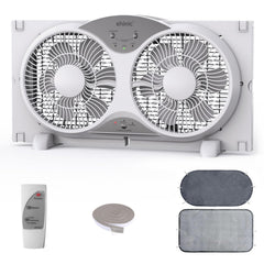 Ventilador shinic frontal instalado en ventana mostrando diseño compacto y eficiencia