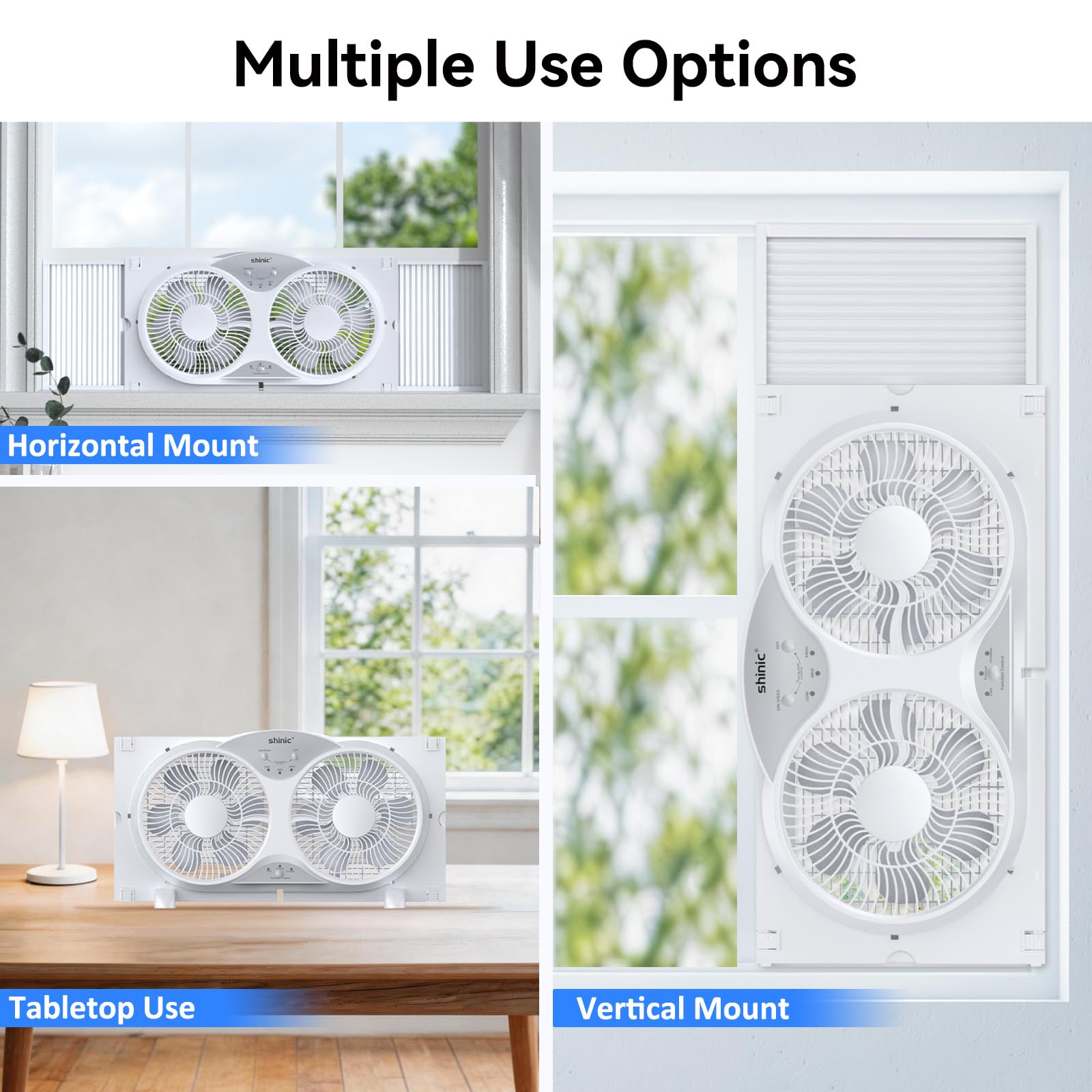 shinic patas desmontables como ventilador de sobremesa versátil