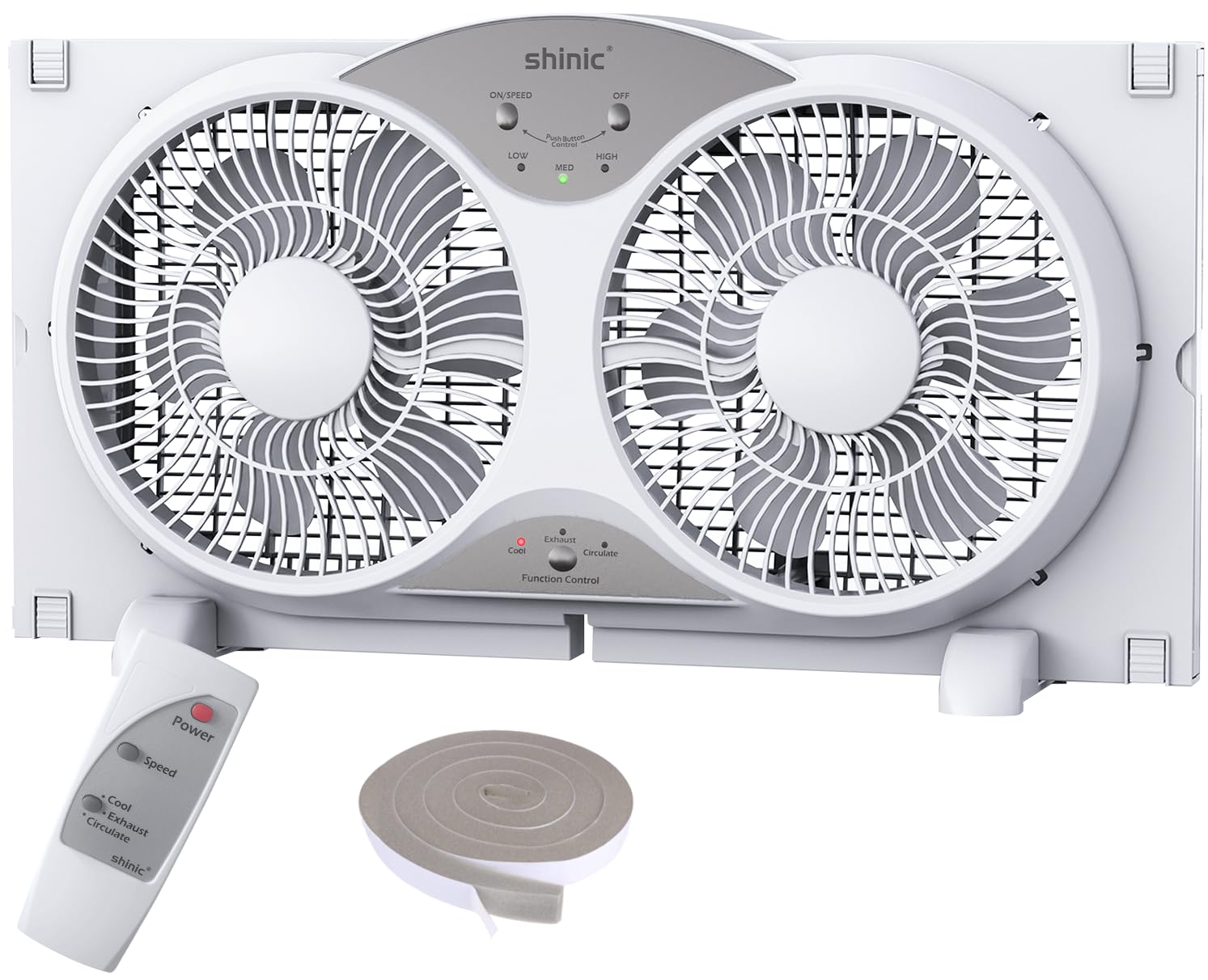 shinic ventilador frontal mostrando rejilla y diseño, ventilación eficiente