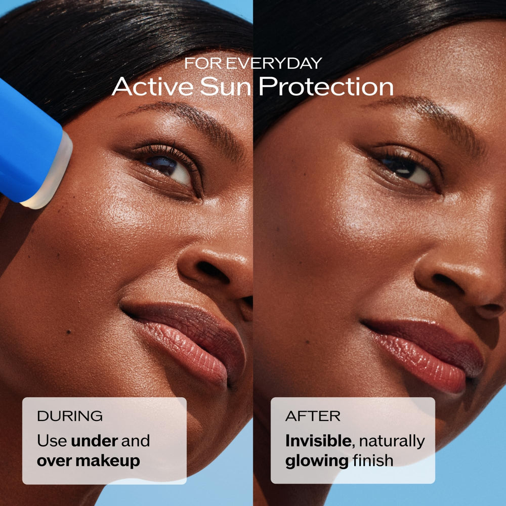 Shiseido aplicación en rostro demostrando cobertura invisible y rápida