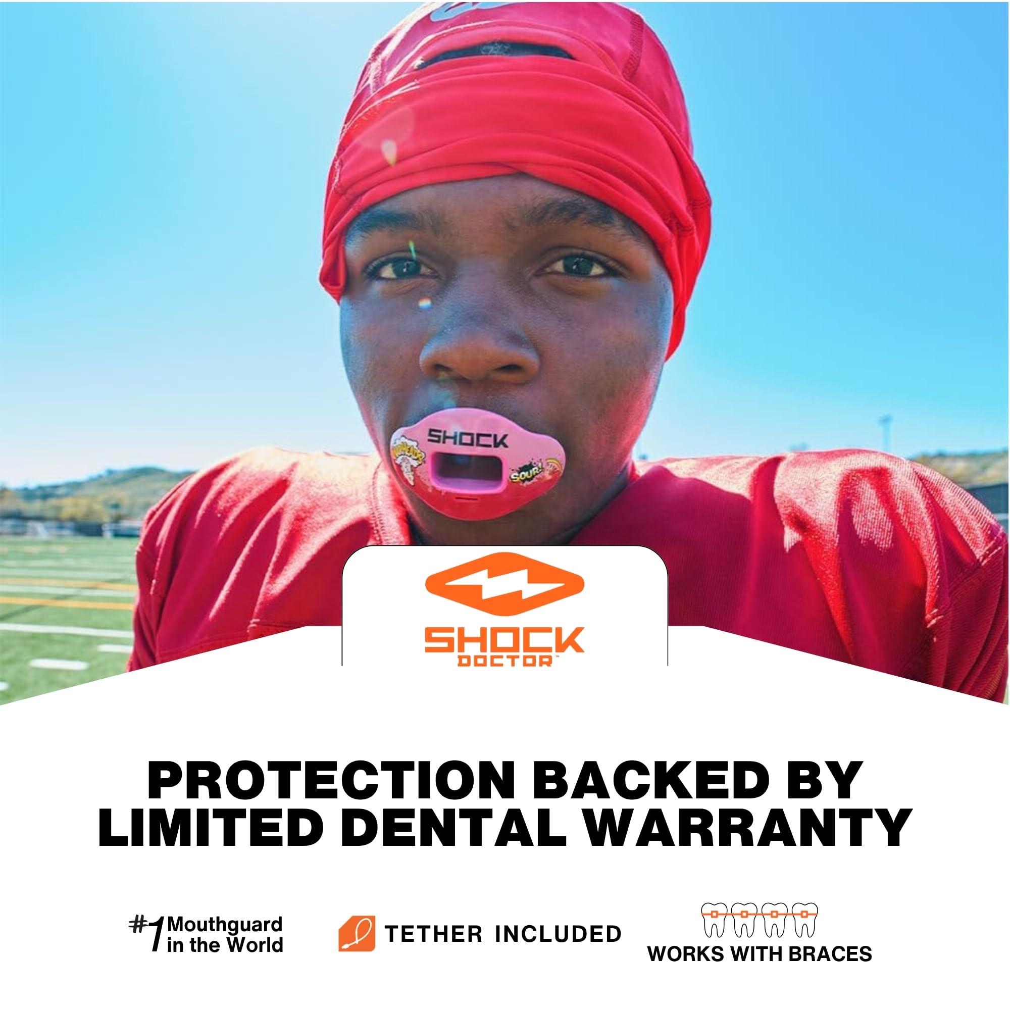 Shock Doctor protector compatible con brackets protegiendo ortodoncia