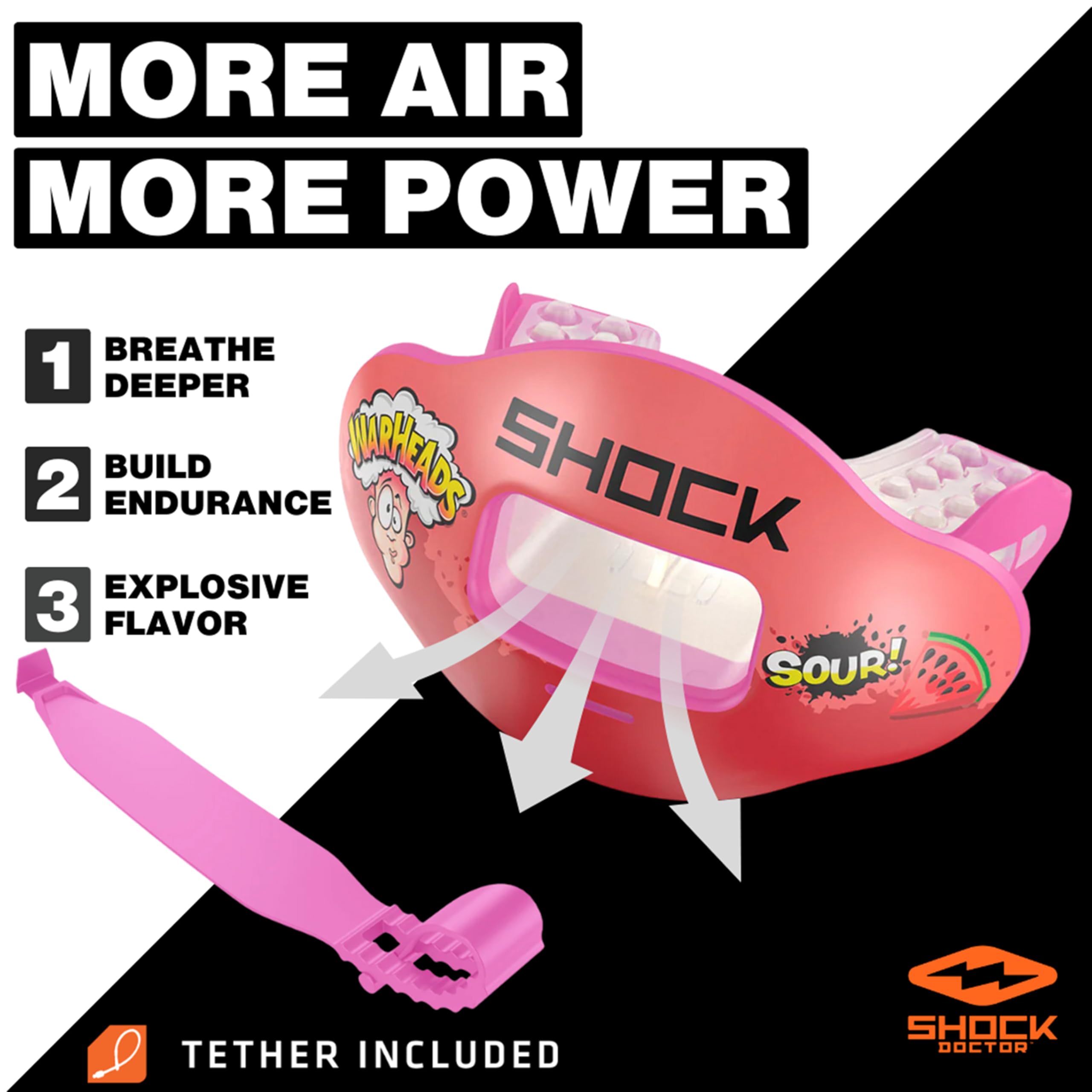 Shock Doctor primer plano de textura del polímero que ofrece ajuste flexible
