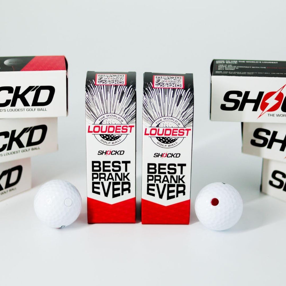 SHOCK'D GOLF BALLS etiqueta con instrucciones y advertencias claras
