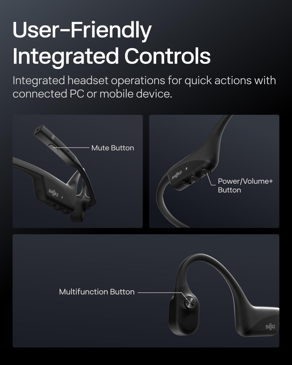 SHOKZ OpenComm2 en mano para comparar tamaño y peso liviano