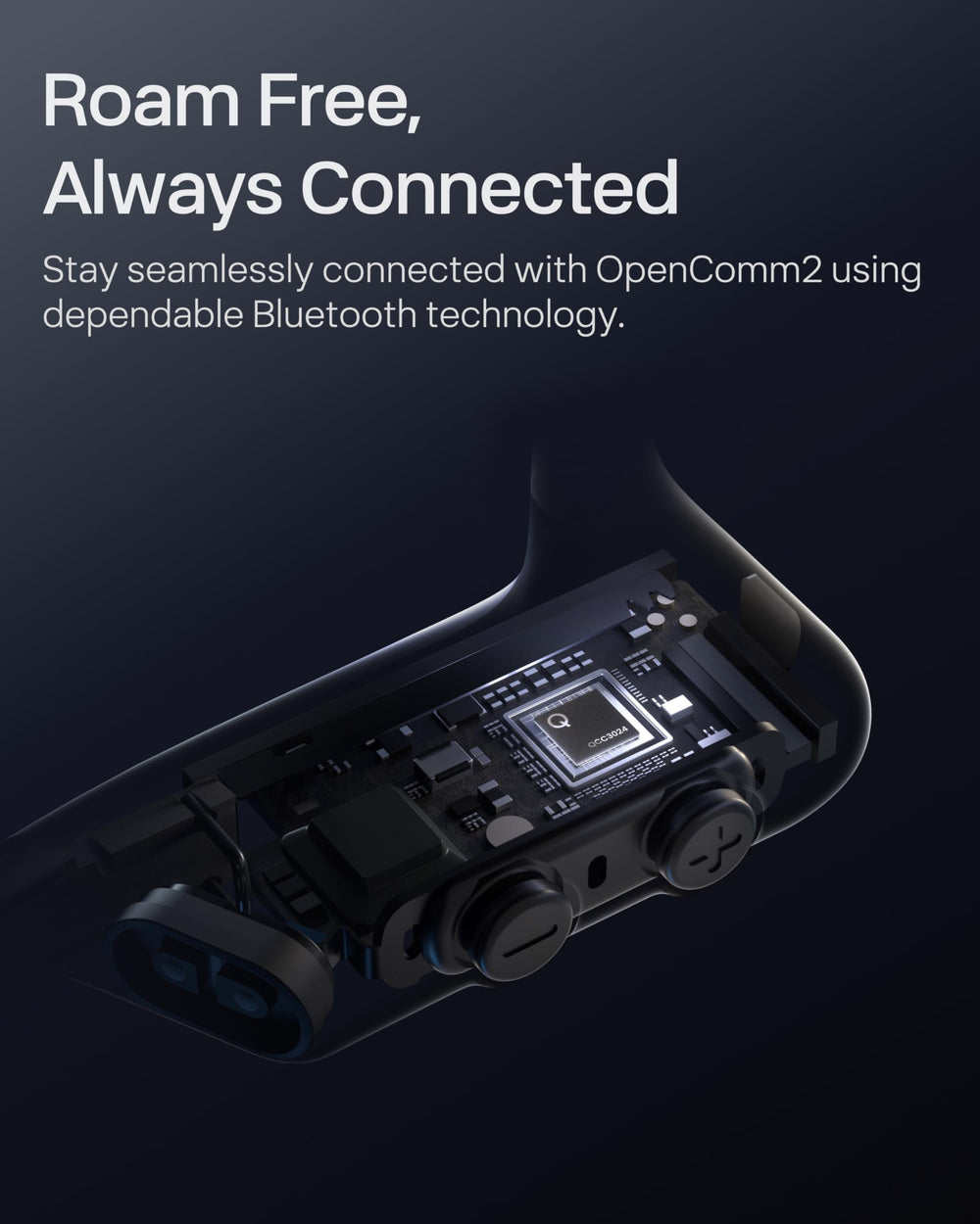 SHOKZ OpenComm2 puerto USB-C para carga rápida y conveniencia