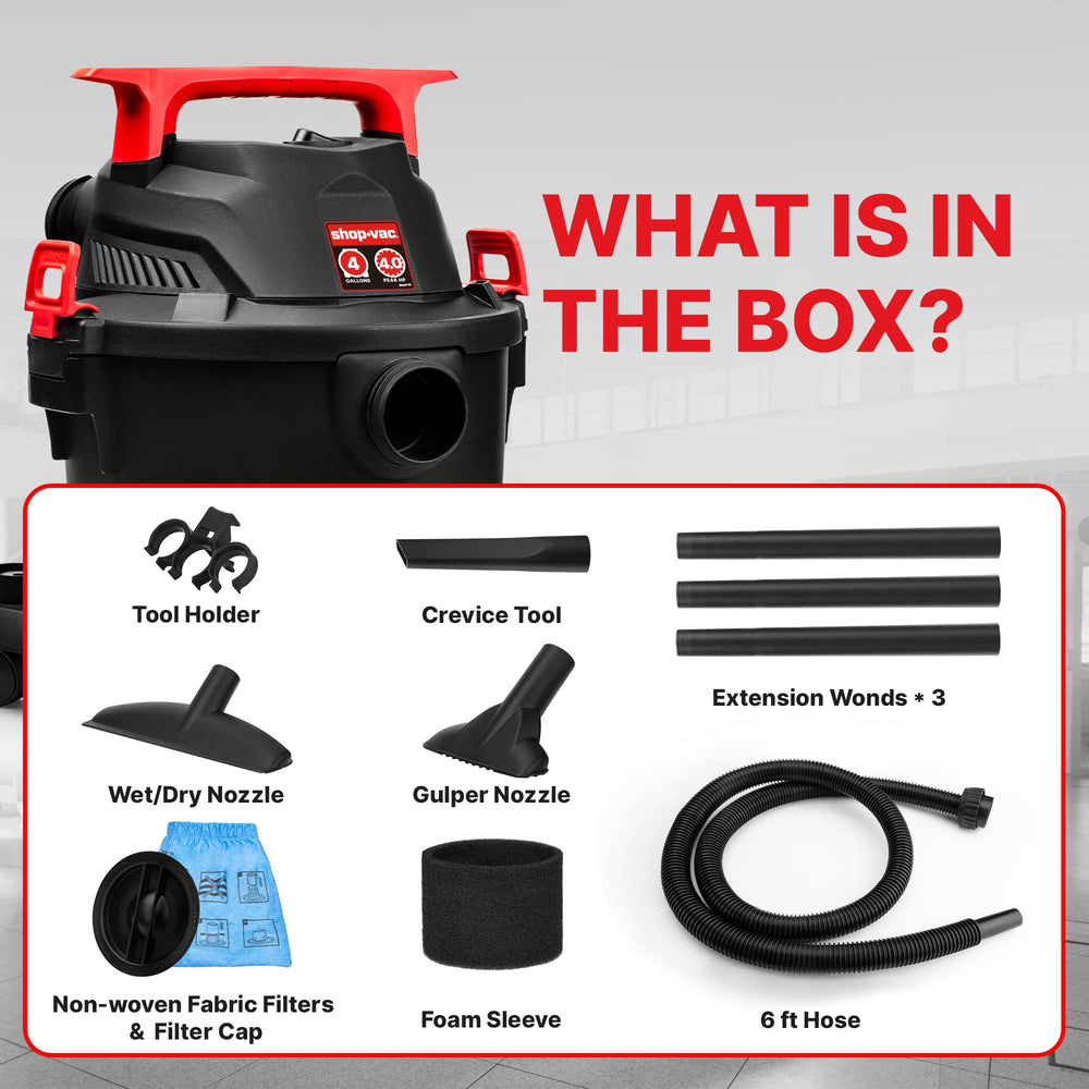 Shop-Vac comparación de tamaño mostrando portabilidad y espacio reducido