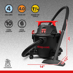 Shop-Vac detalle del motor y manija para transporte cómodo