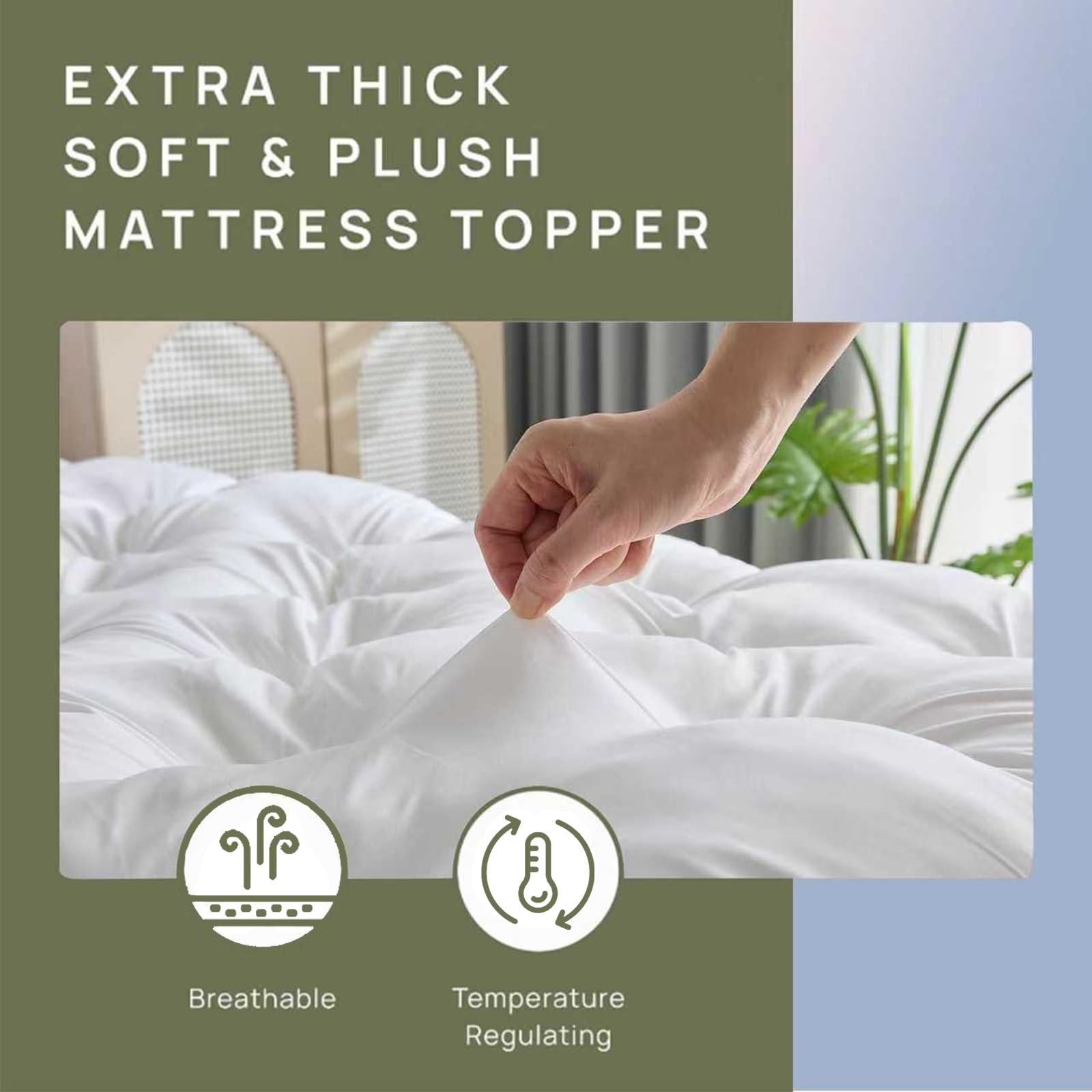 SHOUREN topper colocado en cama real mejorando apariencia y comodidad del dormitorio