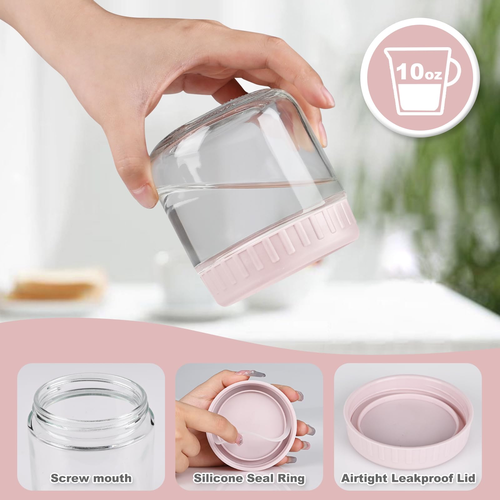 SHOWIN tarro boca ancha rellenándose fácilmente para meal prep