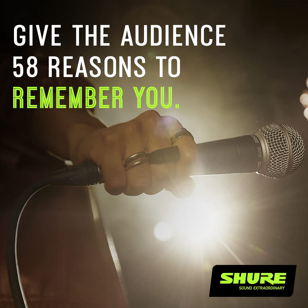 Shure SM58 Pro en mano para comparar tamaño y transporte fácil