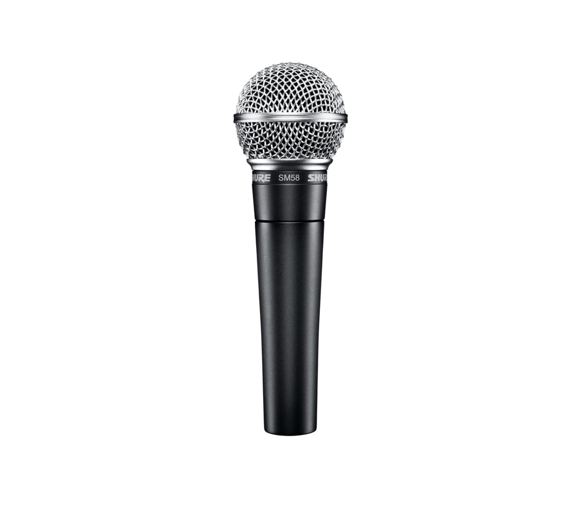 Shure SM58 vista frontal con sonido consistente y durabilidad