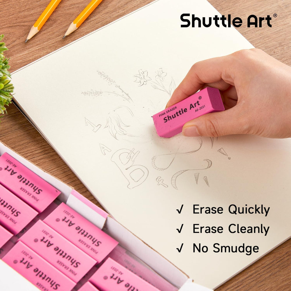 Shuttle Art borradores colocados en escritorio, orden y cantidad para aula