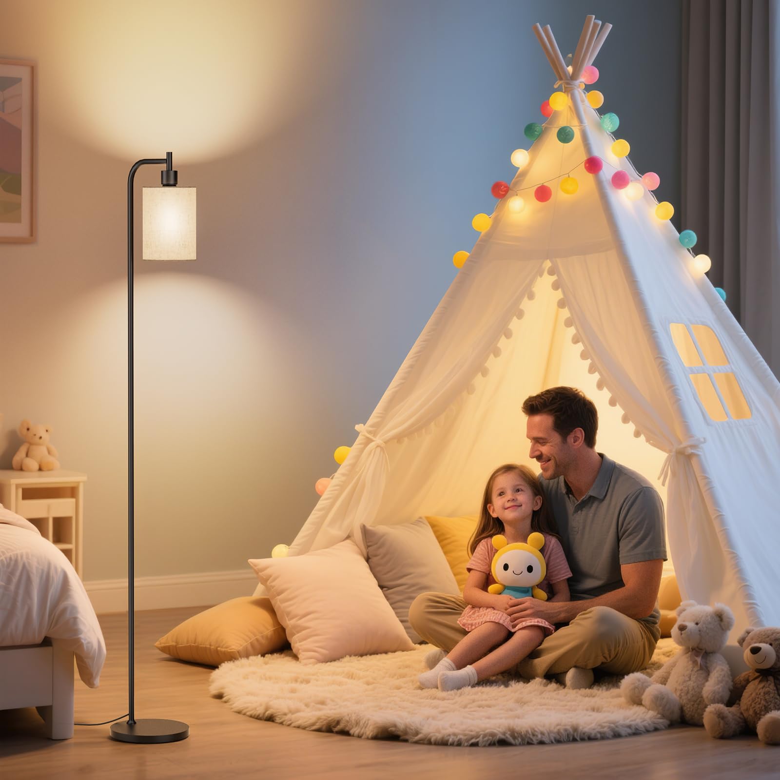 SIBRILLE lámpara en dormitorio creando ambiente cálido y relajante