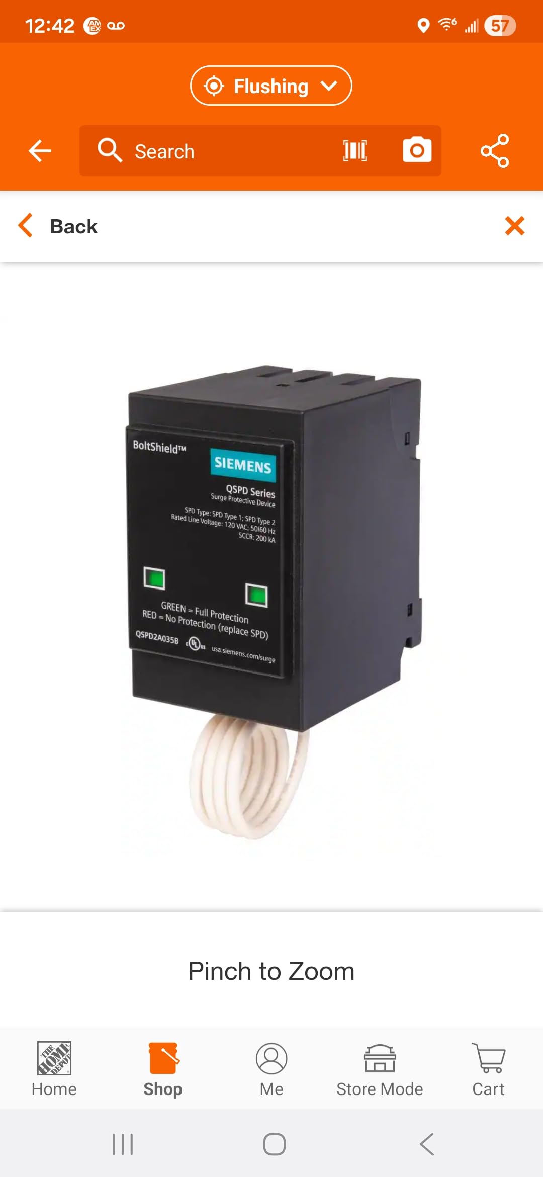 SIEMENS QSPD2A035B primer plano del indicador verde/rojo para verificar protección
