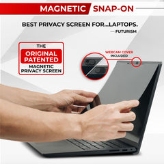 SightPro uso en cafetería protegiendo datos en portátil durante viaje