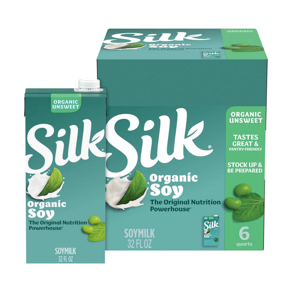 Silk frente del empaque mostrando producto estable en despensa y practicidad