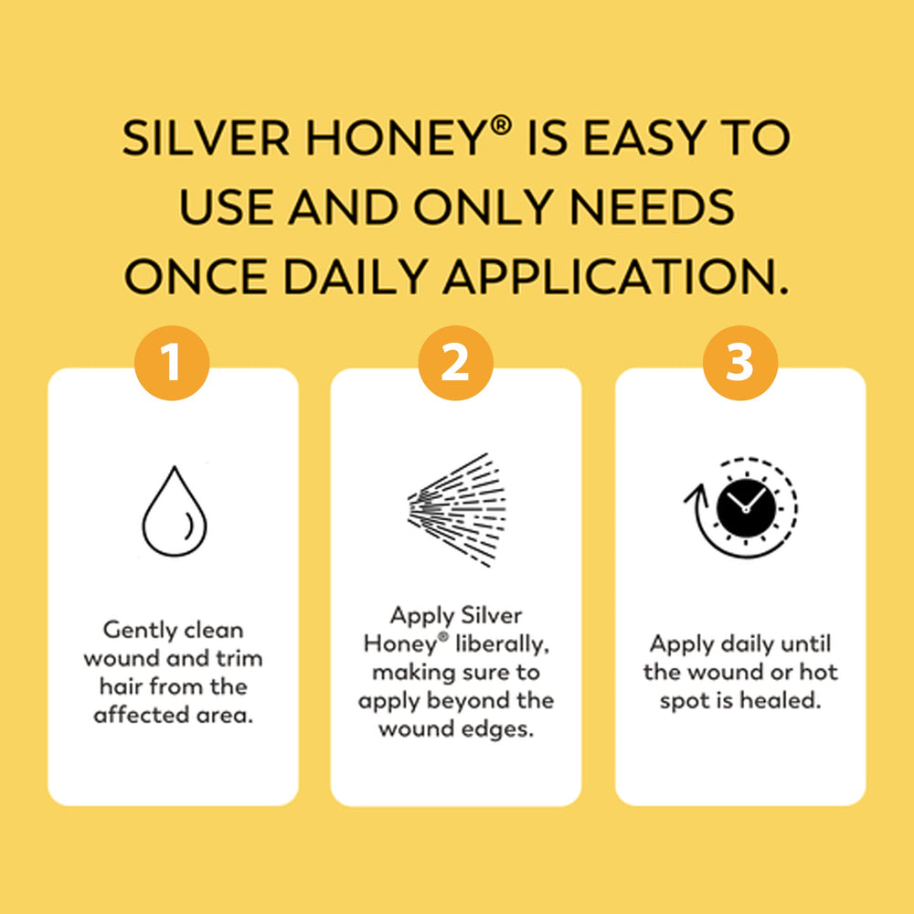 Silver Honey en uso sobre mascota aplicando sin tocar la herida