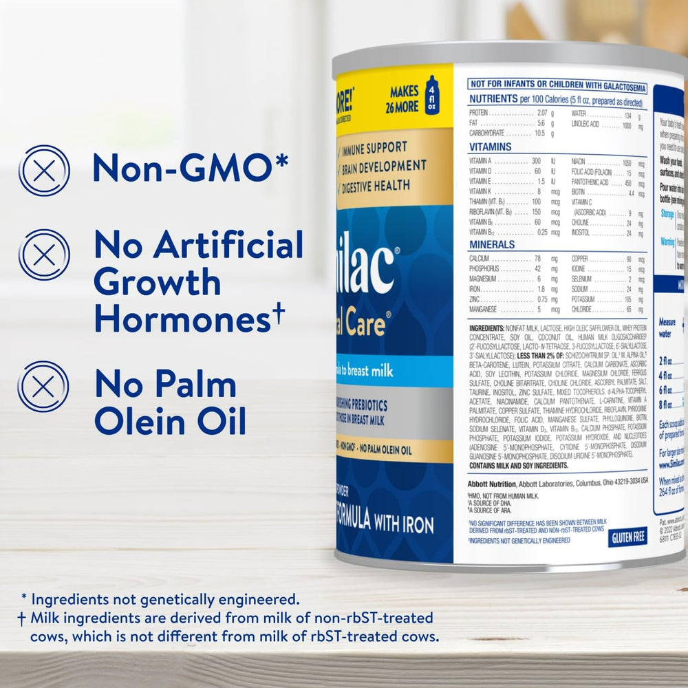 Similac lata junto a objetos para comparar tamaño y porciones
