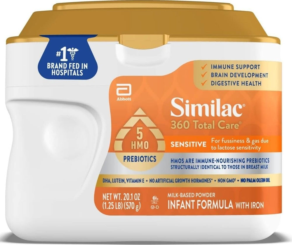 Similac envase frontal mostrando fórmula Sensitive y beneficios digestivos